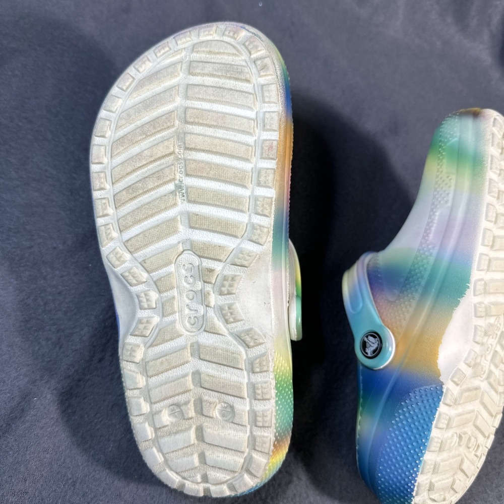 Crocs Classic Lined Clog M4 W6 Rainbow Ombre Fuzzy Cozy Slip On Shoes Multicolor - Picture 14 of 16